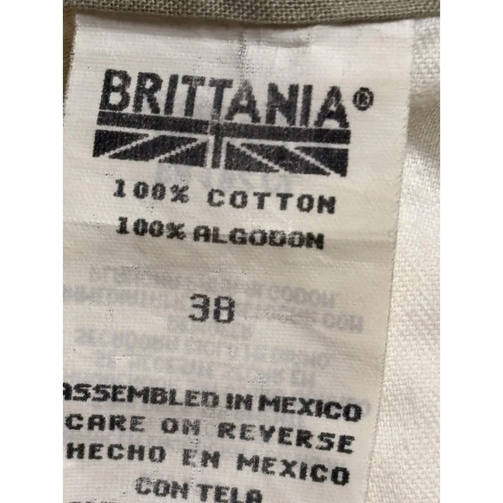 Brittania Men's Cream Off-White Pleated Front 100% Cotton Shorts Size 38